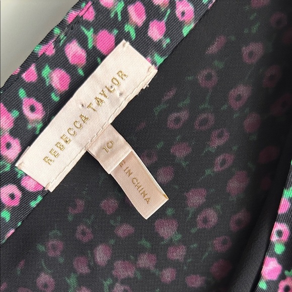 Rebecca Taylor Rose Bud Floral Sleeveless Top - Black and Pink | 10 - Picture 4 of 7